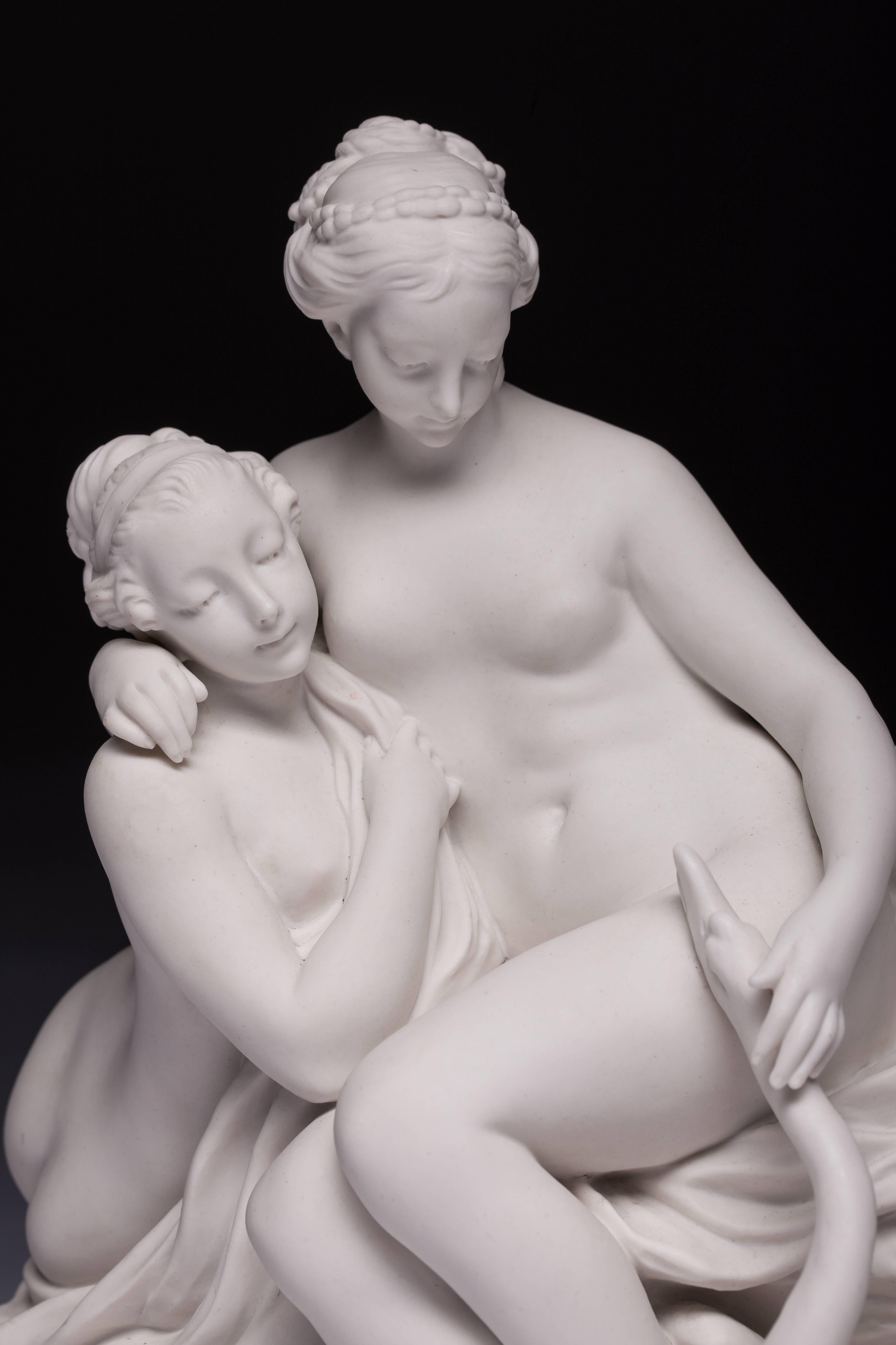 Sevres Bisque Porcelain Figure of Leda and the Swan In Good Condition In Vilnius, LT