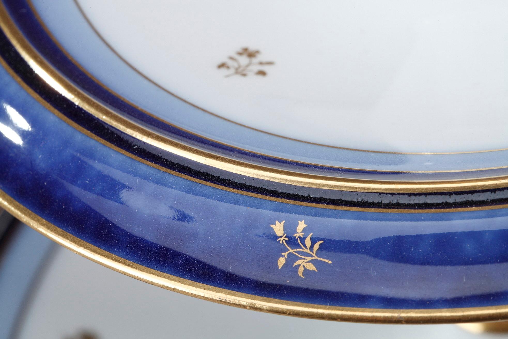 Sevres Blue and White Porcelain Cake Stand 7