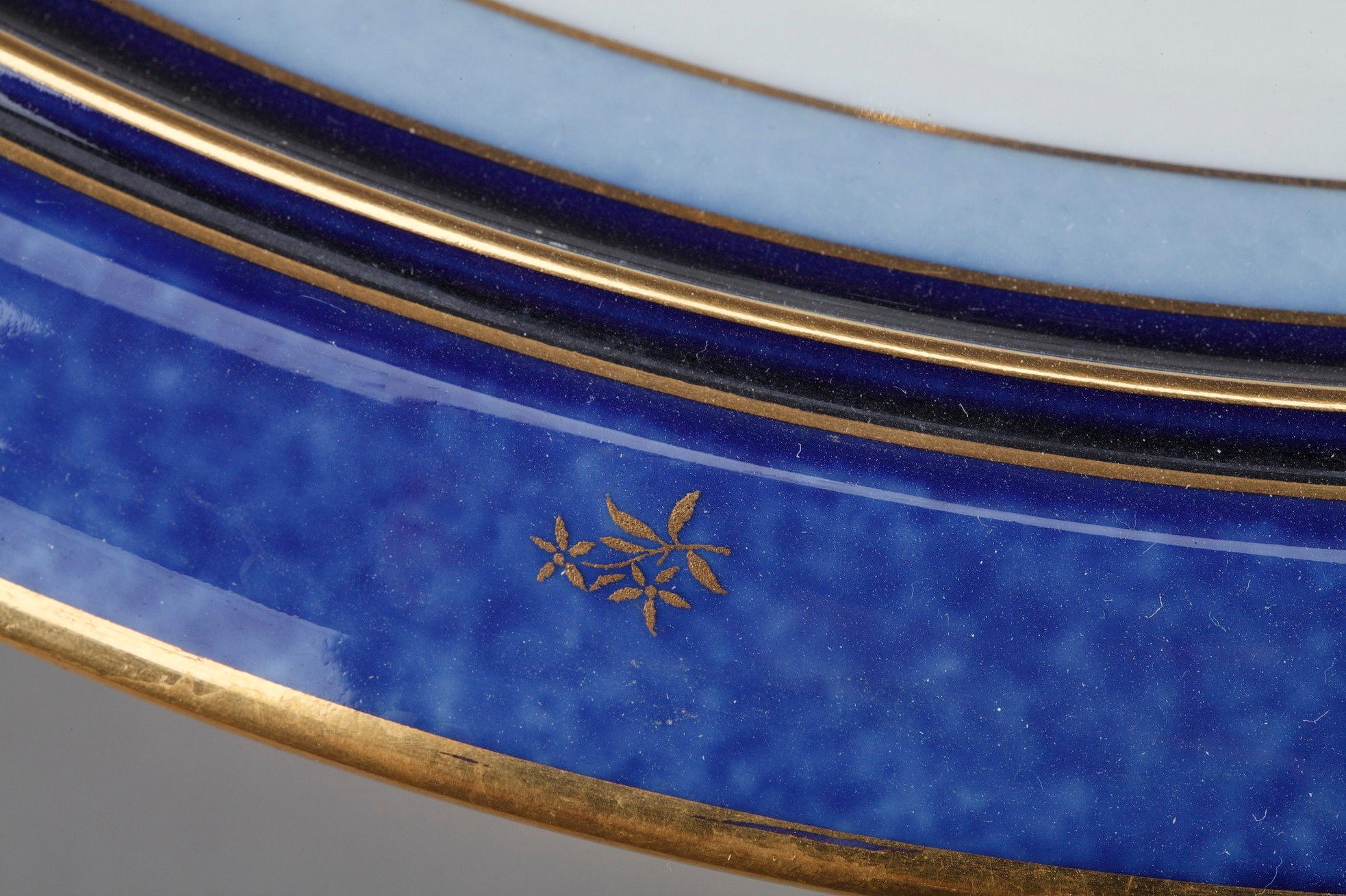 Sevres Blue and White Porcelain Cake Stand 8