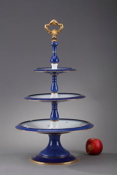 Sevres Blue and White Porcelain Cake Stand
