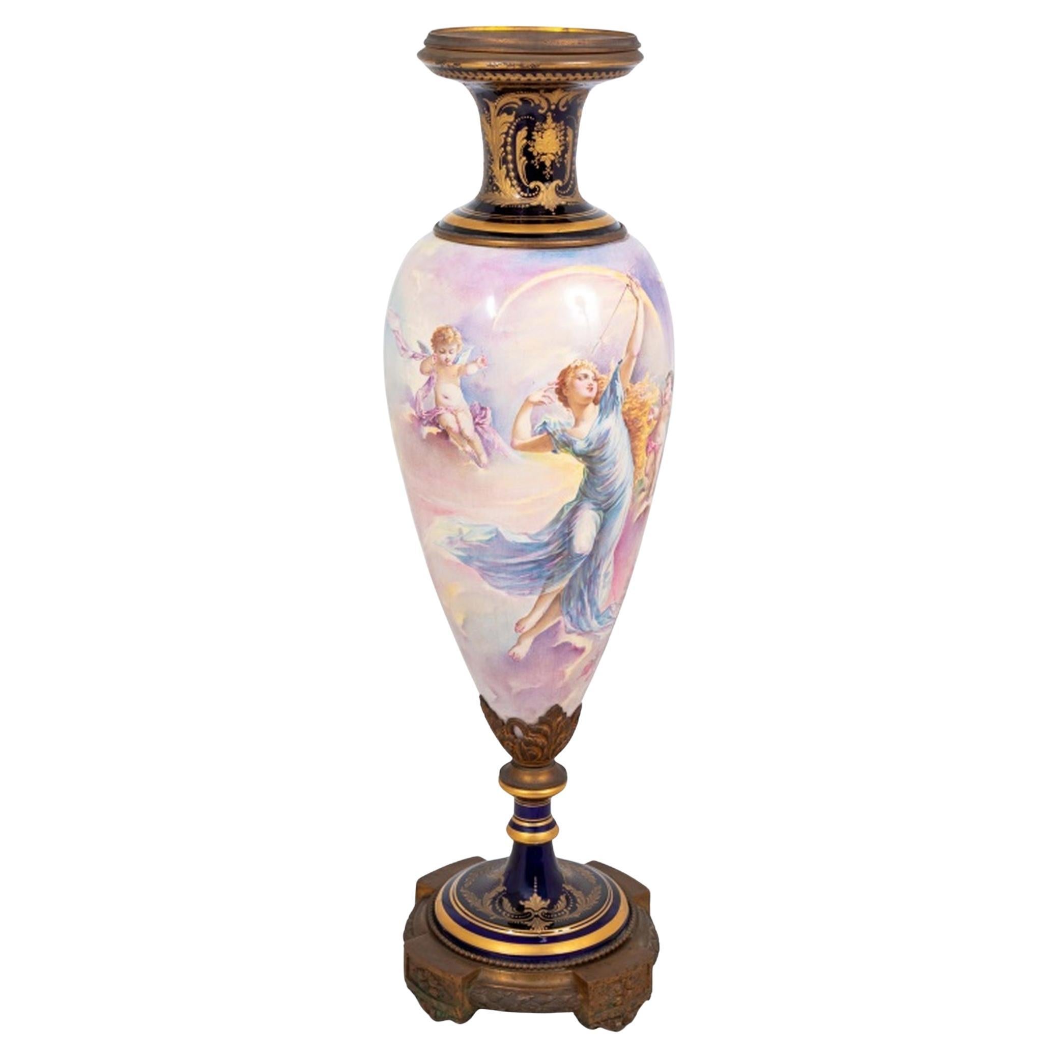 Sevres Blue Ground Porcelain Ovoid Vase