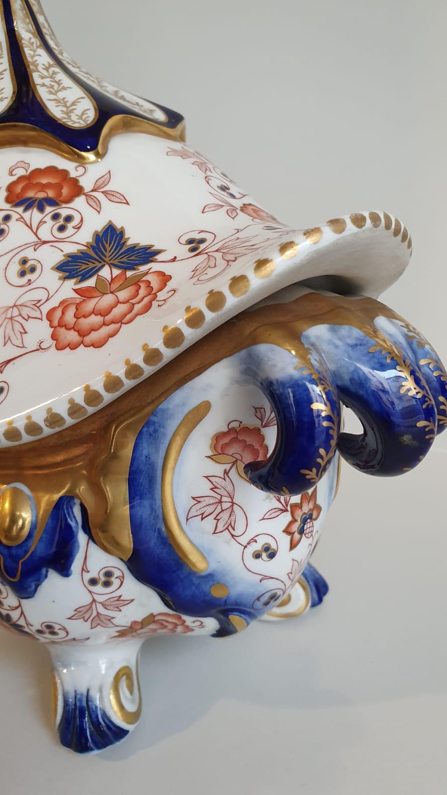 Sevres Blue Porcelain Centerpiece Soup Tureen Hand Painted, 1970 For Sale 1