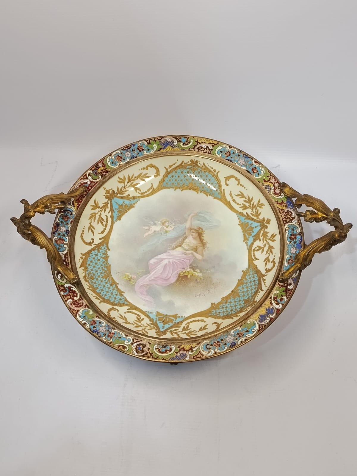 Francese Centrotavola di Sèvres in bronzo e cloisonne in vendita