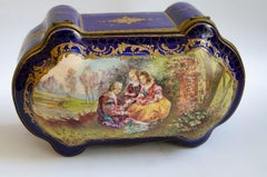 Sevres Ceramica chest Rococo style 19th century 1870 hand painted