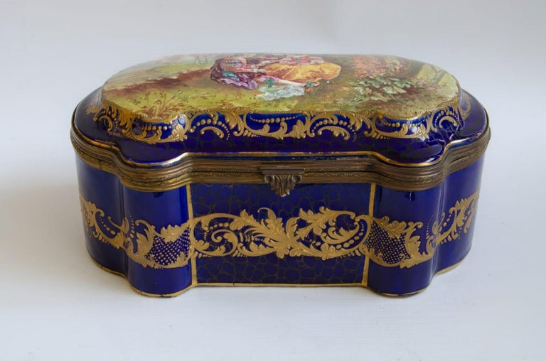 French Sevres Ceramica Chest Rococo Style For Sale