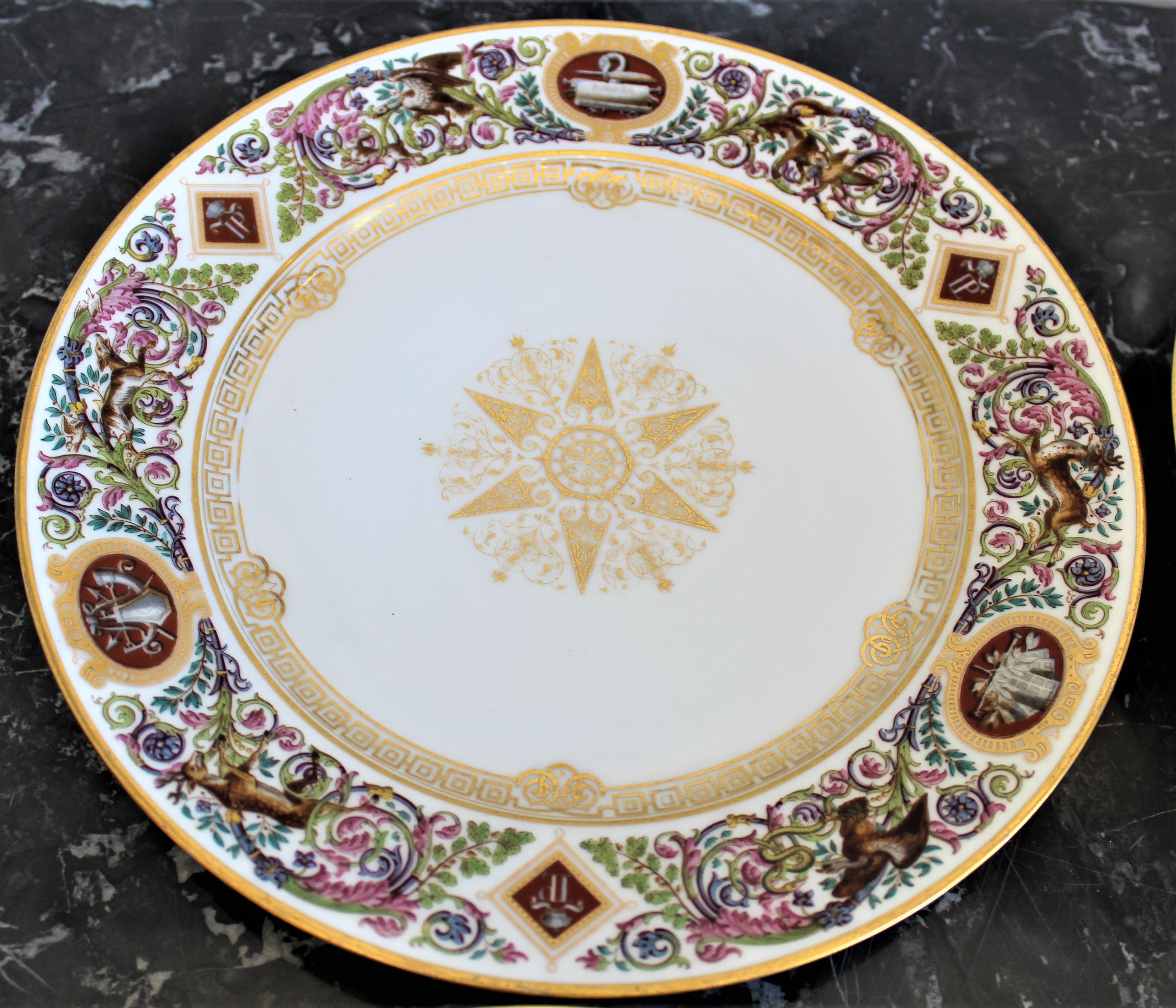  Sevres Chateau de Fountainbleu Pattern French Dinner or Cabinet Plates: 6 10