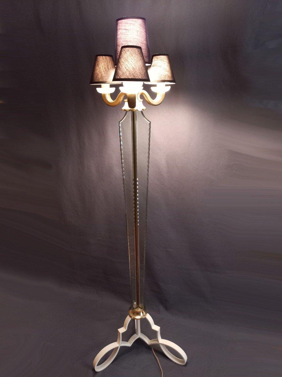 Sèvres Crystal Floor Lamp Circa 1940 In Good Condition For Sale In CHALON-SUR-SAÔNE, FR