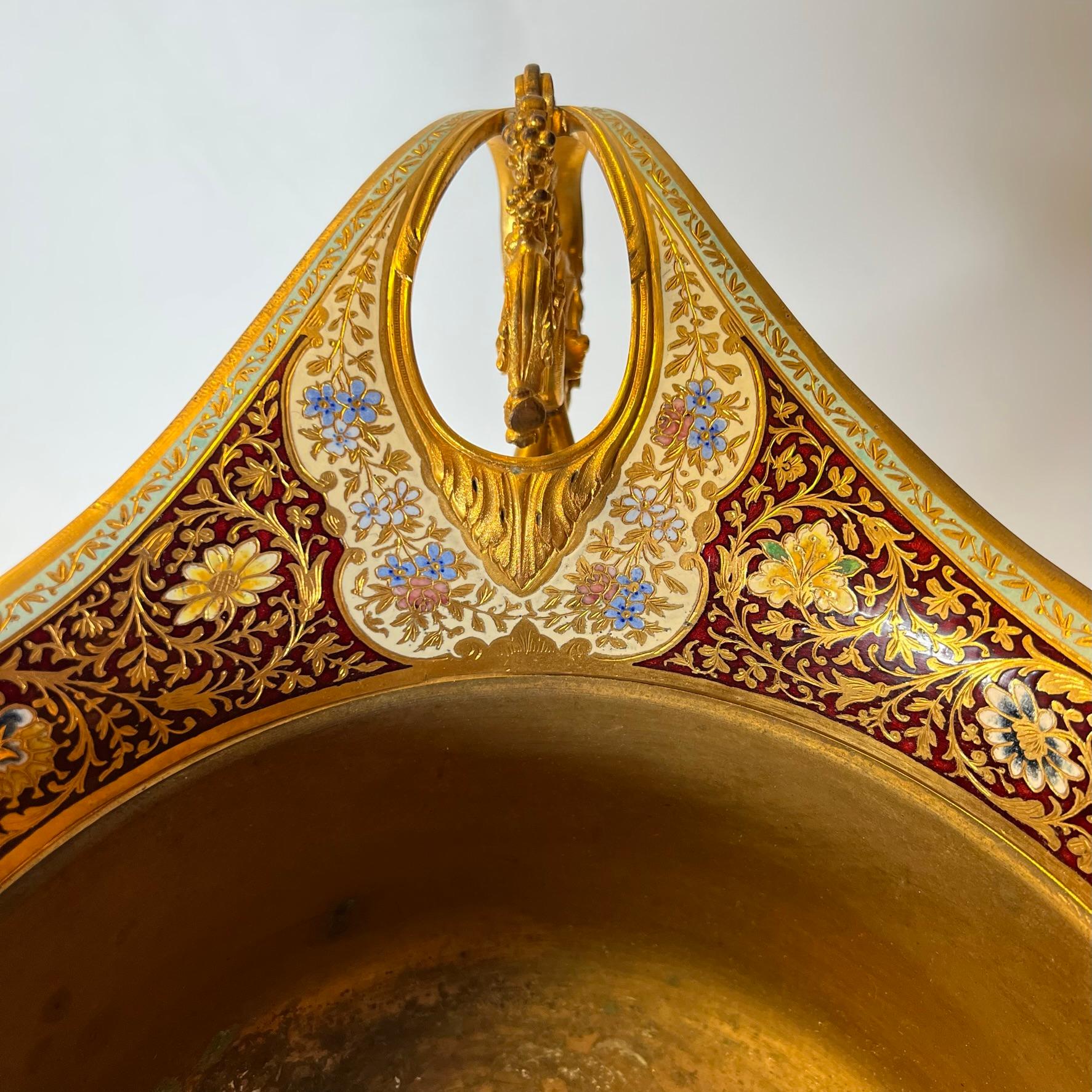 Sevres Schale aus blau glasierter und Champleve-Emaille-Bronze in Sevres-Eierschale im Angebot 5
