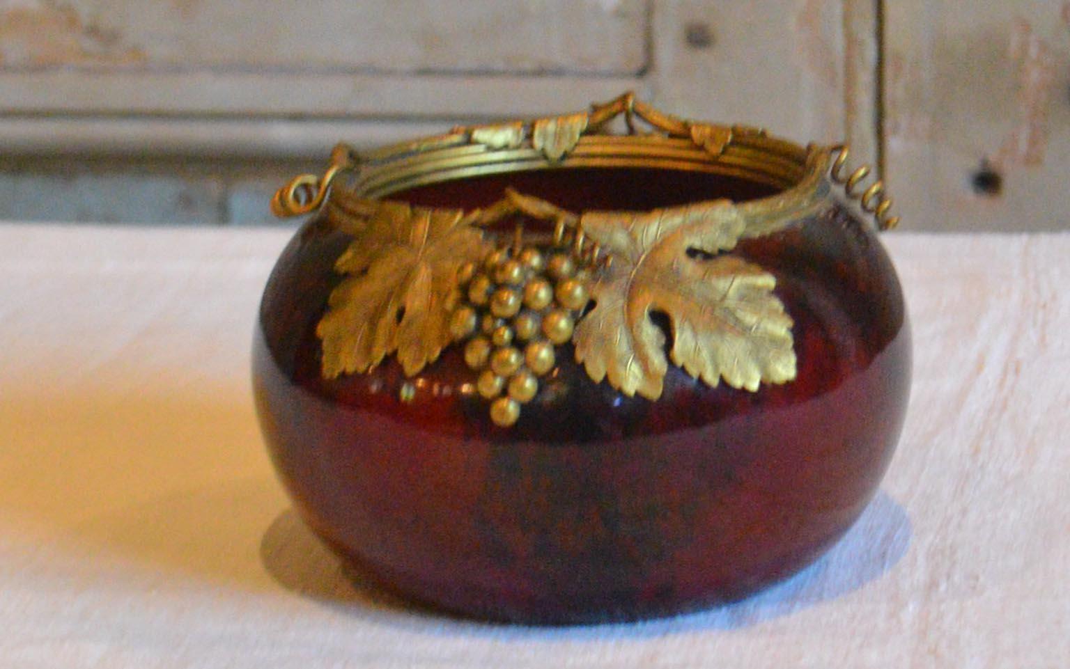 French Sevres Faience Bowl with Gilded Bronze Mount For Sale