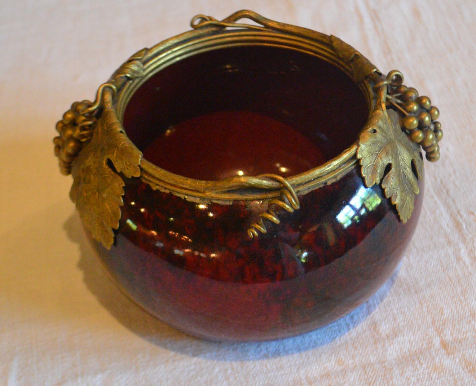 Sevres Faience Bowl with Gilded Bronze Mount In Good Condition For Sale In Vista, CA