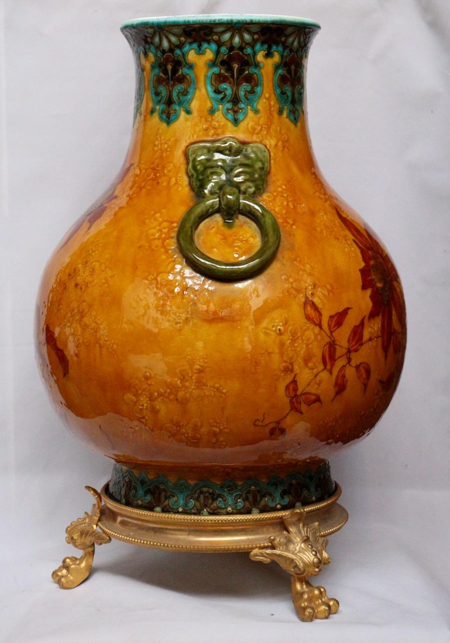 Sèvres Félix-Optat Milet, an Aesthetic Mouvement Faïence Vase In Good Condition In Saint-Ouen, FR