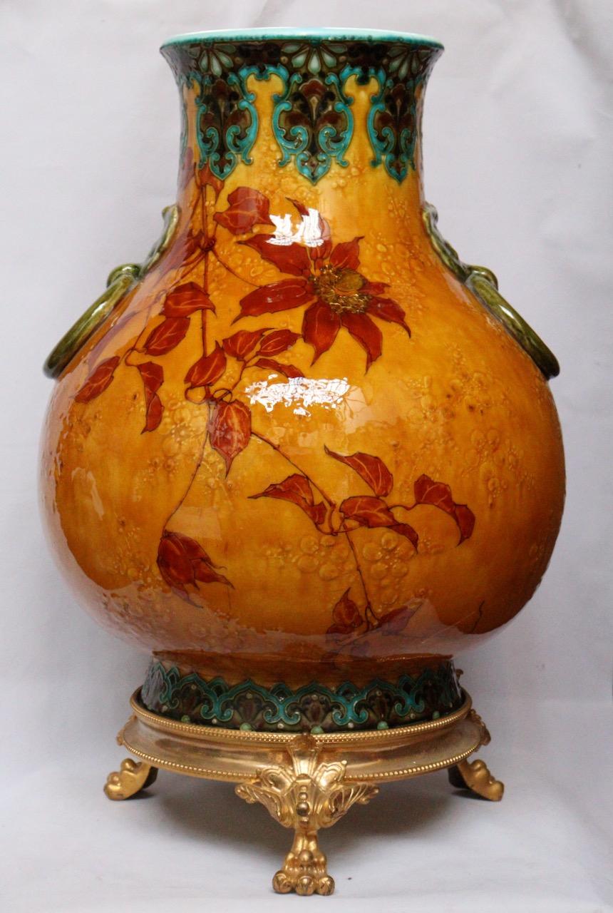 Faience Sèvres Félix-Optat Milet, an Aesthetic Mouvement Faïence Vase