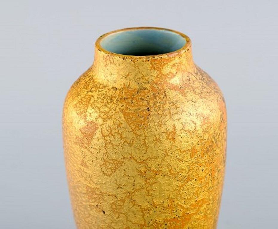 Art Deco Sevres for Delvaux, Antique Vase in Ceramics with Gold Decoration, Approx. 1910