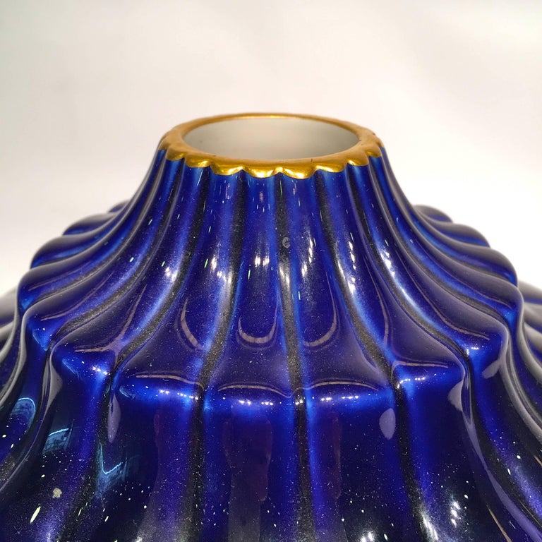 Sevres France Art Deco Porcelain Blue and Gold Vase, circa 1930 For ...