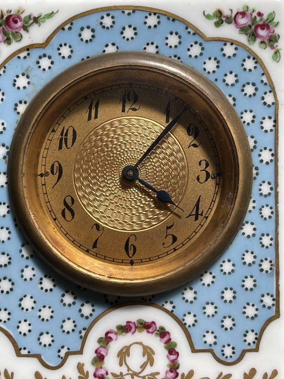 Sevres France Hand Painted Porcelain Clock Mantel Set, circa 1900 For Sale 1