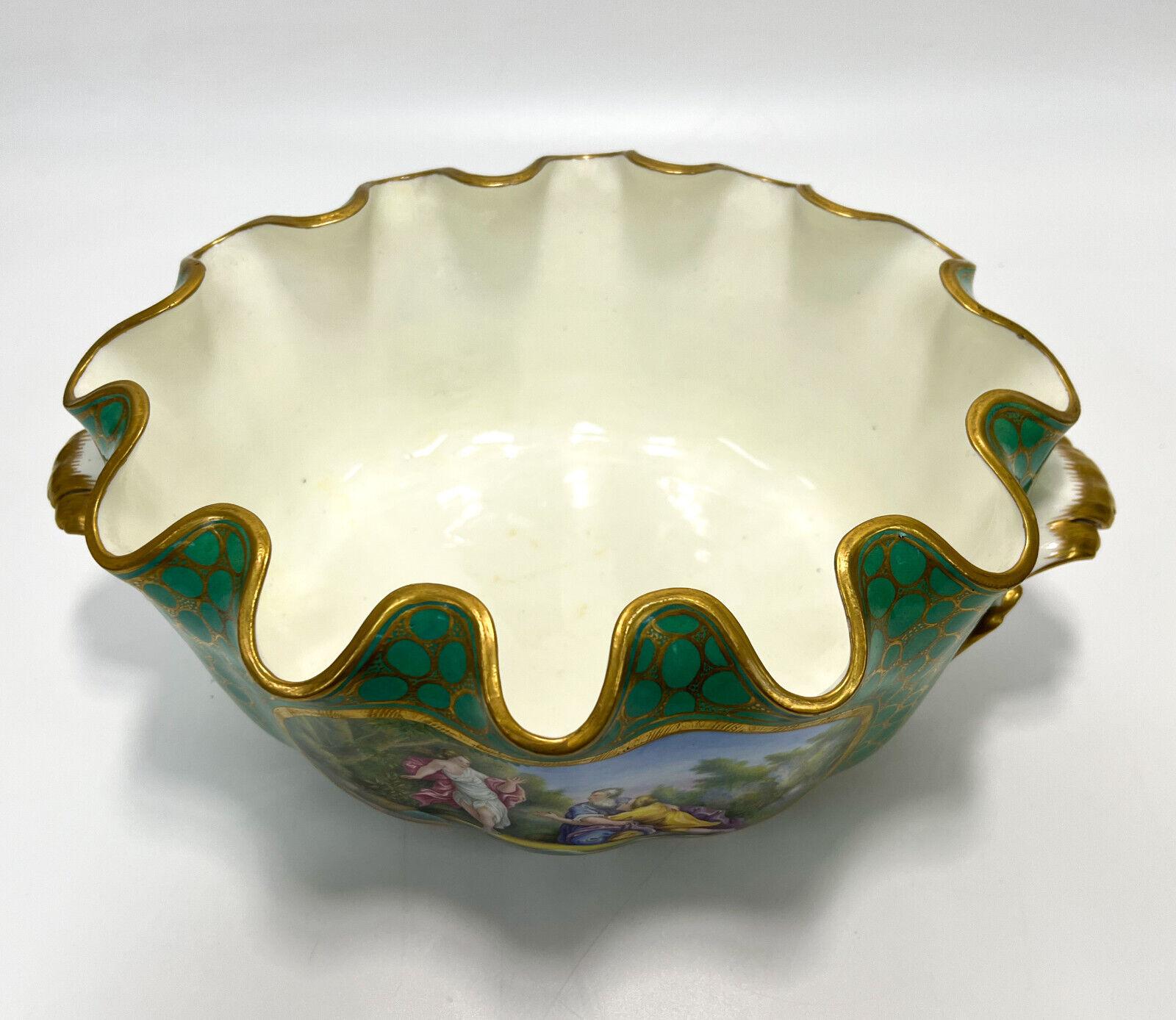 French Sevres France Hand Painted Porcelain Monteith Bowl, 19th Century