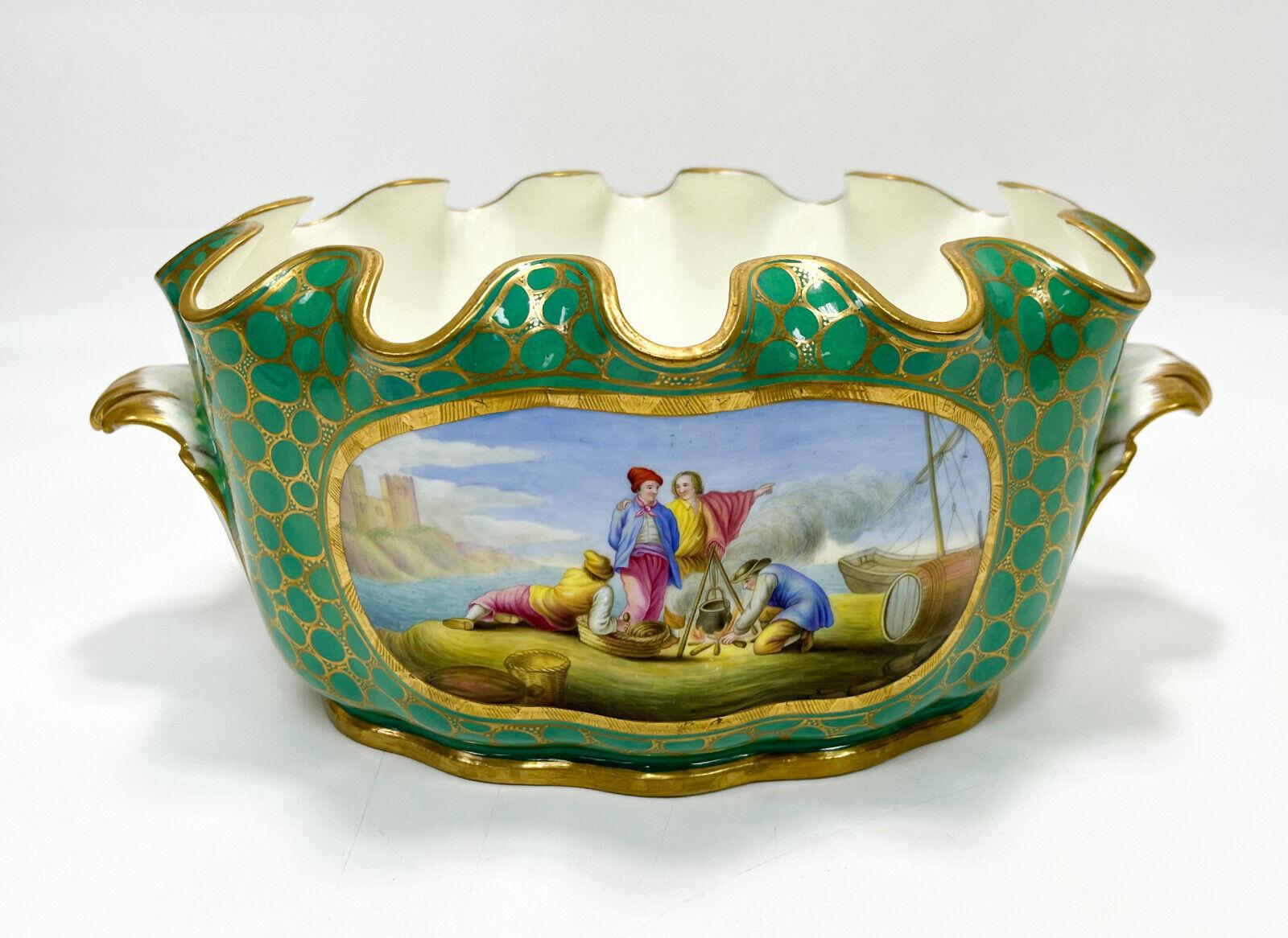 Sevres France Hand Painted Porcelain Monteith Bowl, 19th Century In Good Condition In Gardena, CA