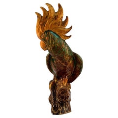 Sevres, France, Large and Rare Figure in Glazed Ceramics, Kakadu