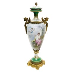 Sevres France Porcelain Hand Painted Decorative Urn, Late 19th Century