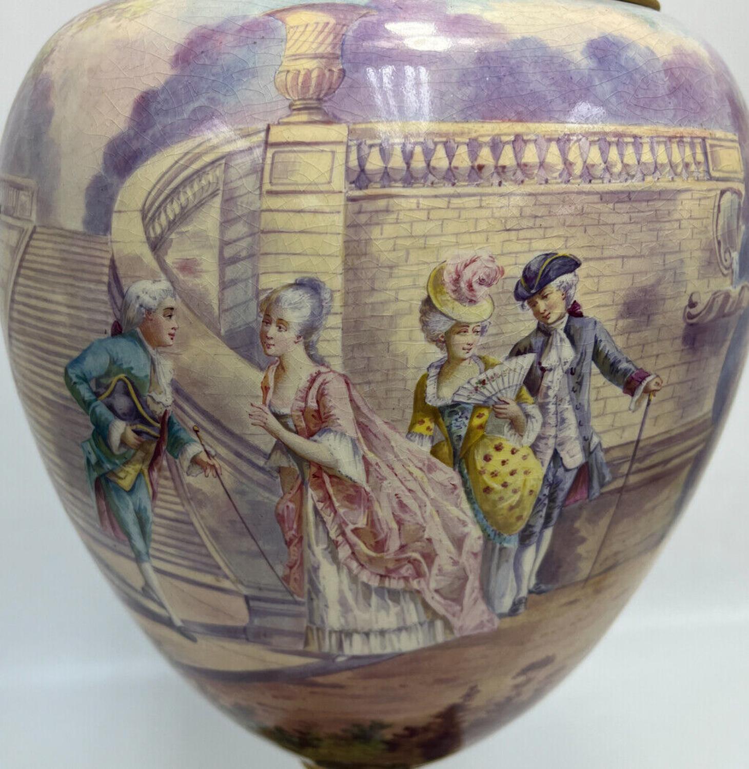  Sevres France Porcelain Large Decorative Urn, Late 19th Century  In Fair Condition For Sale In Gardena, CA