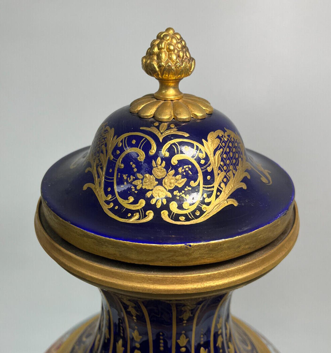  Sevres France Porcelain Large Decorative Urn, Late 19th Century  For Sale 4