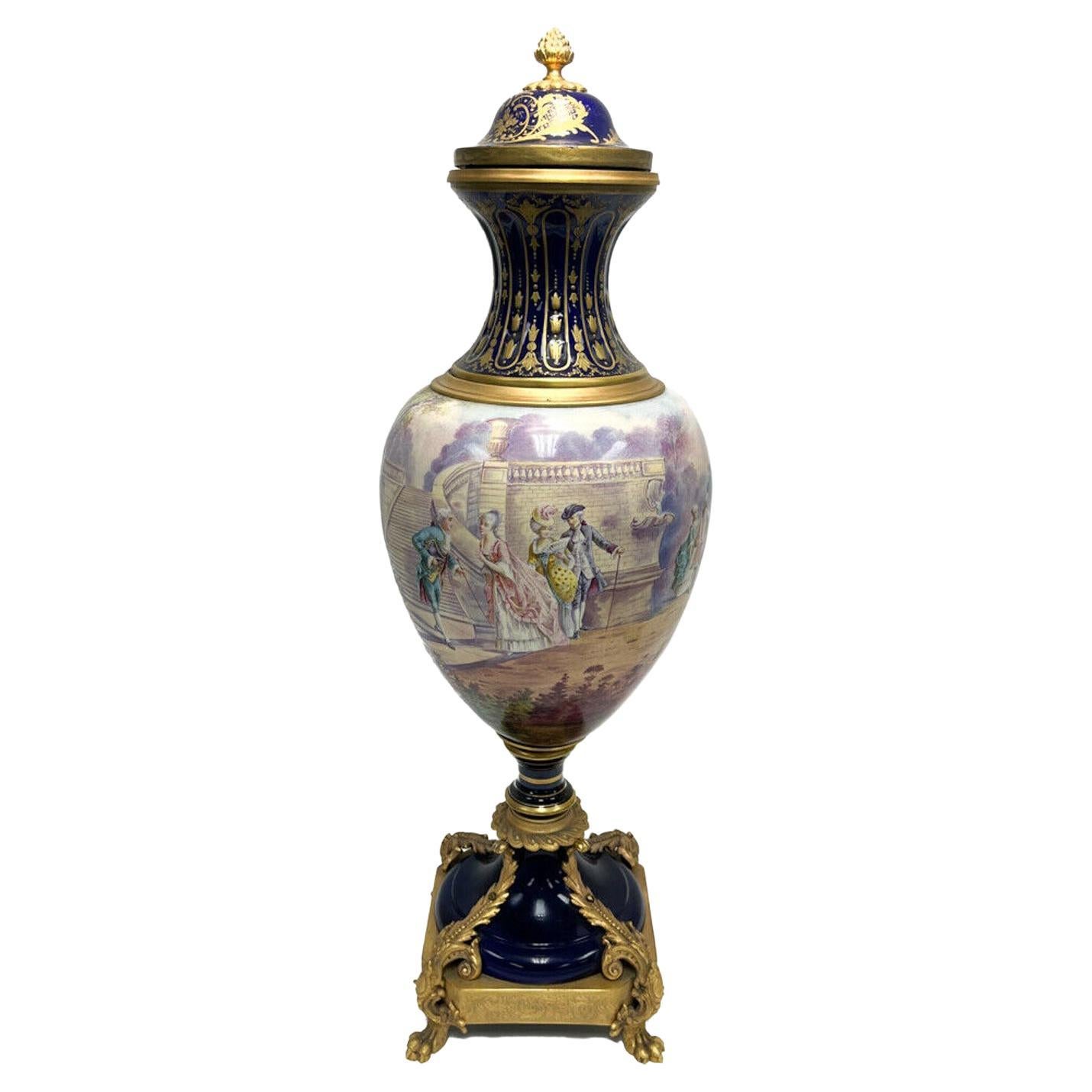  Sevres France Porcelain Large Decorative Urn, Late 19th Century  For Sale