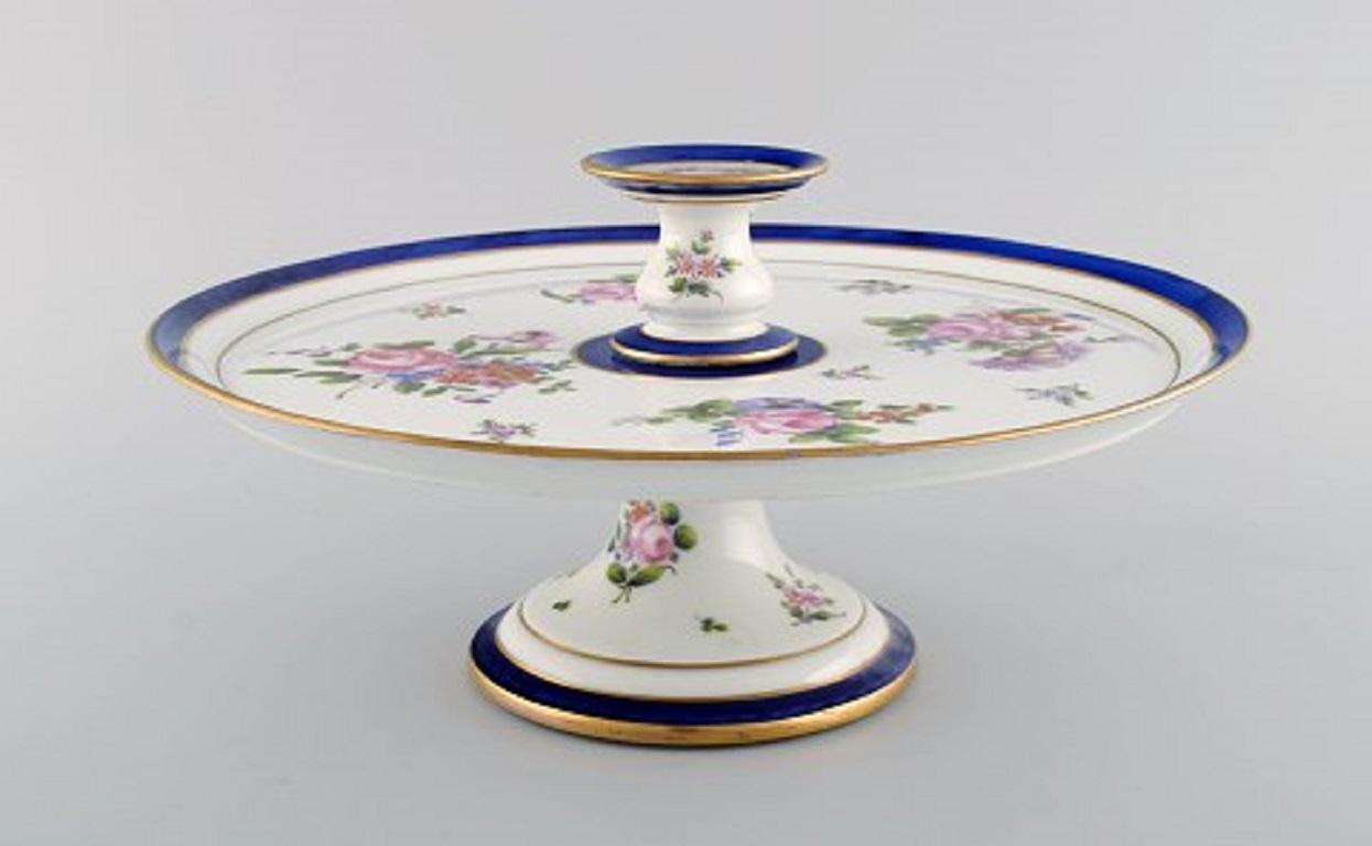 Hand-Painted Sevres, France, Seven Antique Cream Cups on Compote in Hand Painted Porcelain