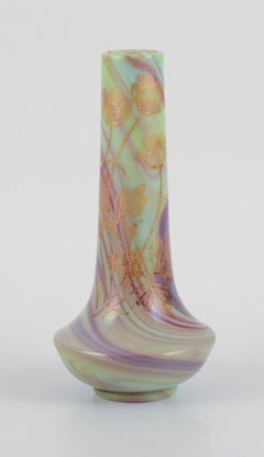 Sevres, French art glass vase with hand-painted marble decoration.