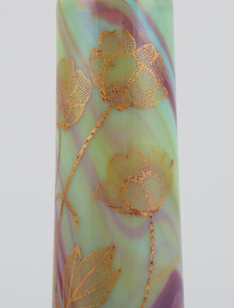 Sevres, French art glass vase with hand-painted marble decoration In Excellent Condition For Sale In Copenhagen, DK