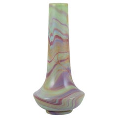 Sevres, French art glass vase with hand-painted marble decoration.