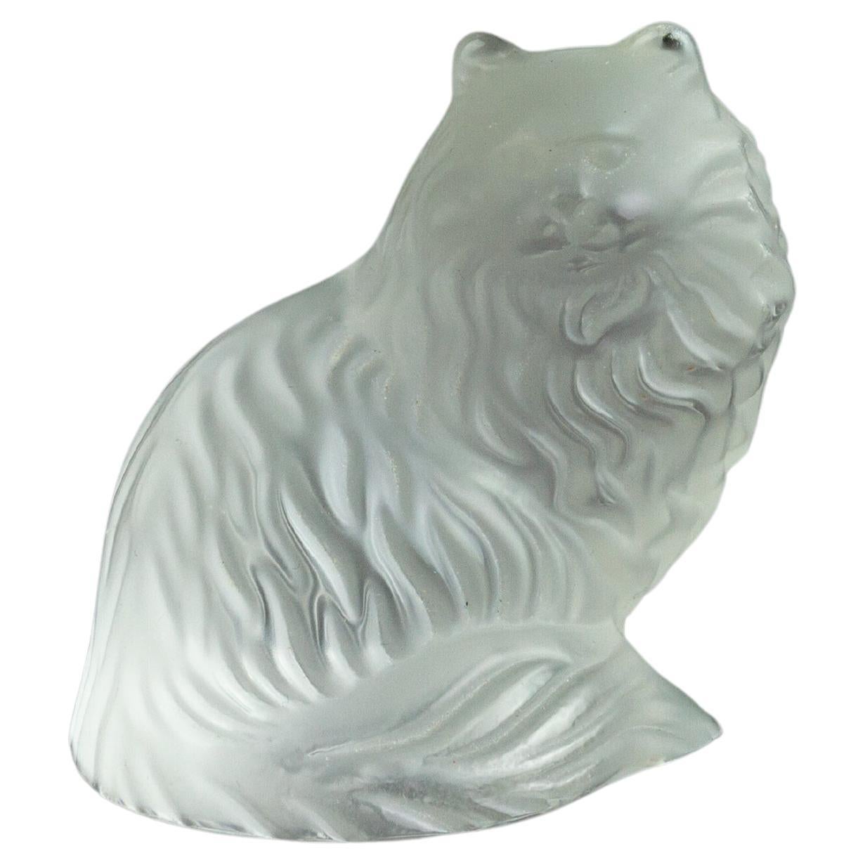 Sevres French Frosted Crystal Glass Cat Sculpture  For Sale