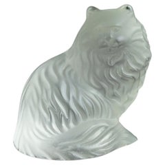 Sevres French Frosted Crystal Glass Cat Sculpture 