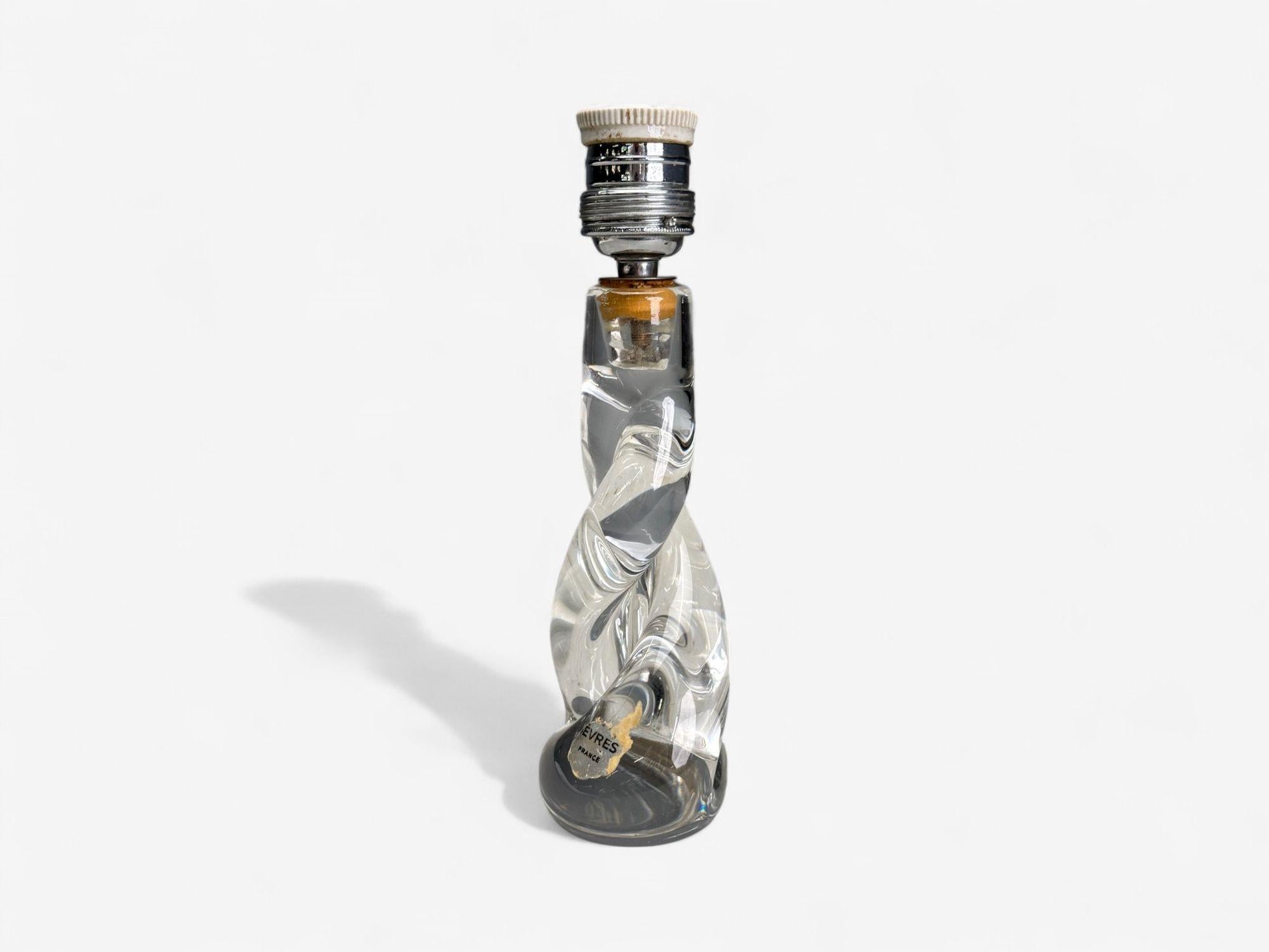 Metà XX secolo Sevres, French Modern, Glass, Brass, Small Table Lamps, France, 1960s in vendita