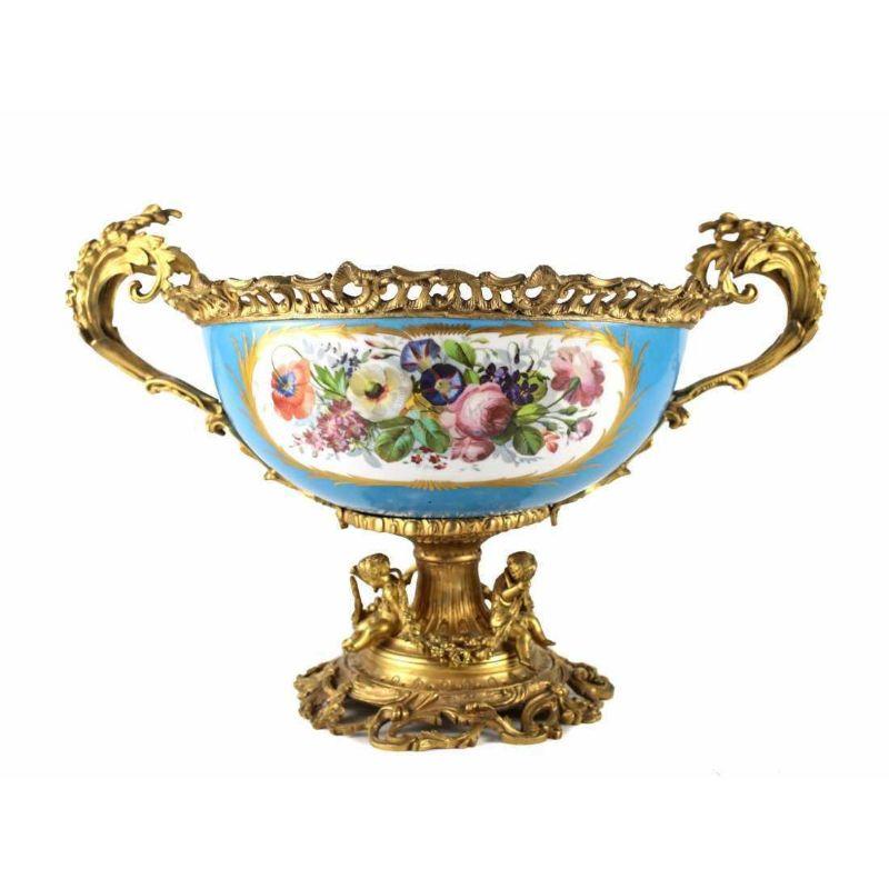 Sevres French Porcelain Centerpiece Bowl Hand Painted Figural, Late 19th Century 1