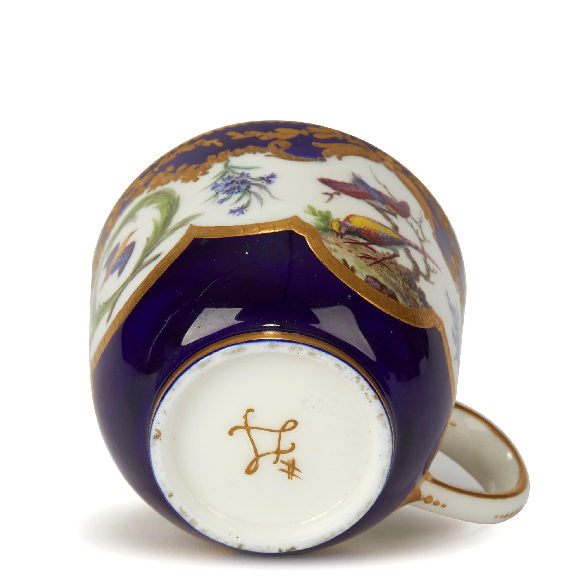 Hand-Painted Sèvres French Porcelain Hand Painted and Gilded Teacup, circa 1752