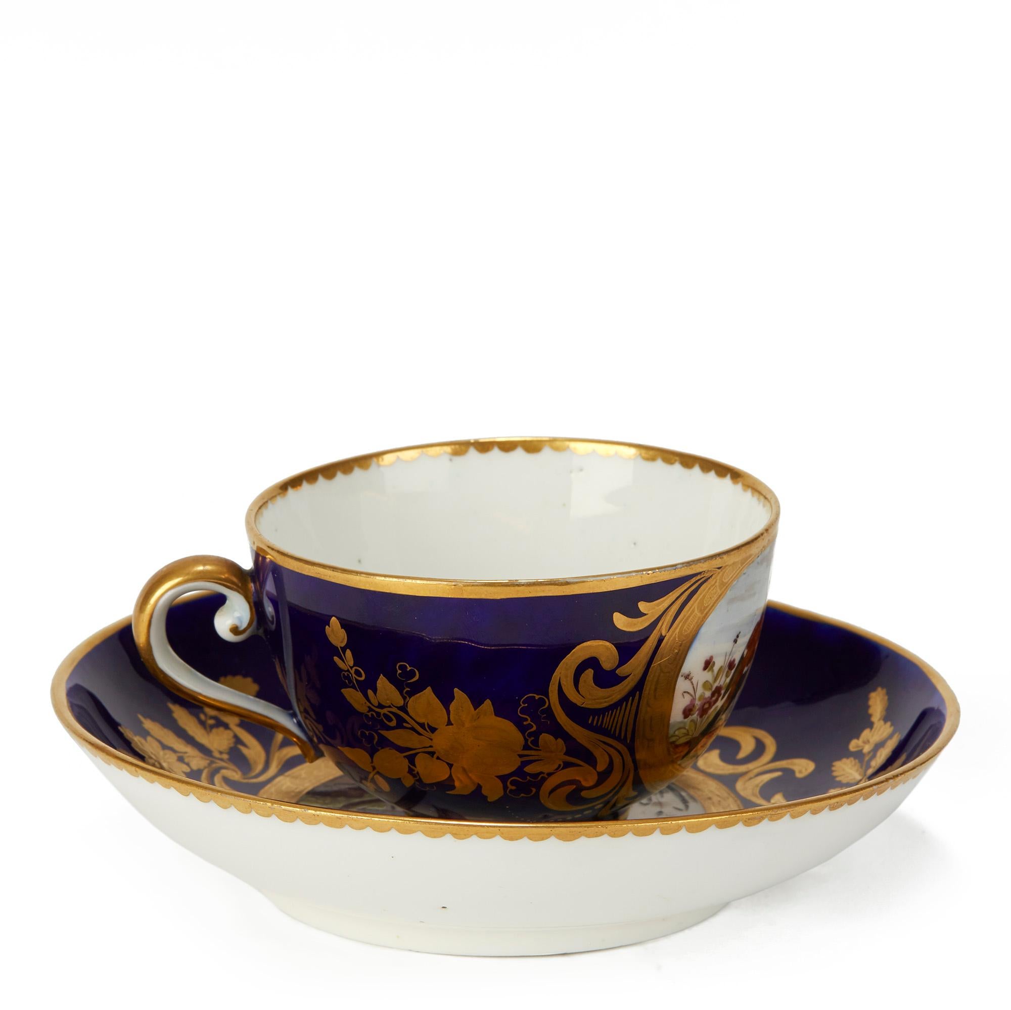 Sèvres French Porcelain Hand Painted Teacup and Saucer with Bird Scenes, 1791 For Sale 3