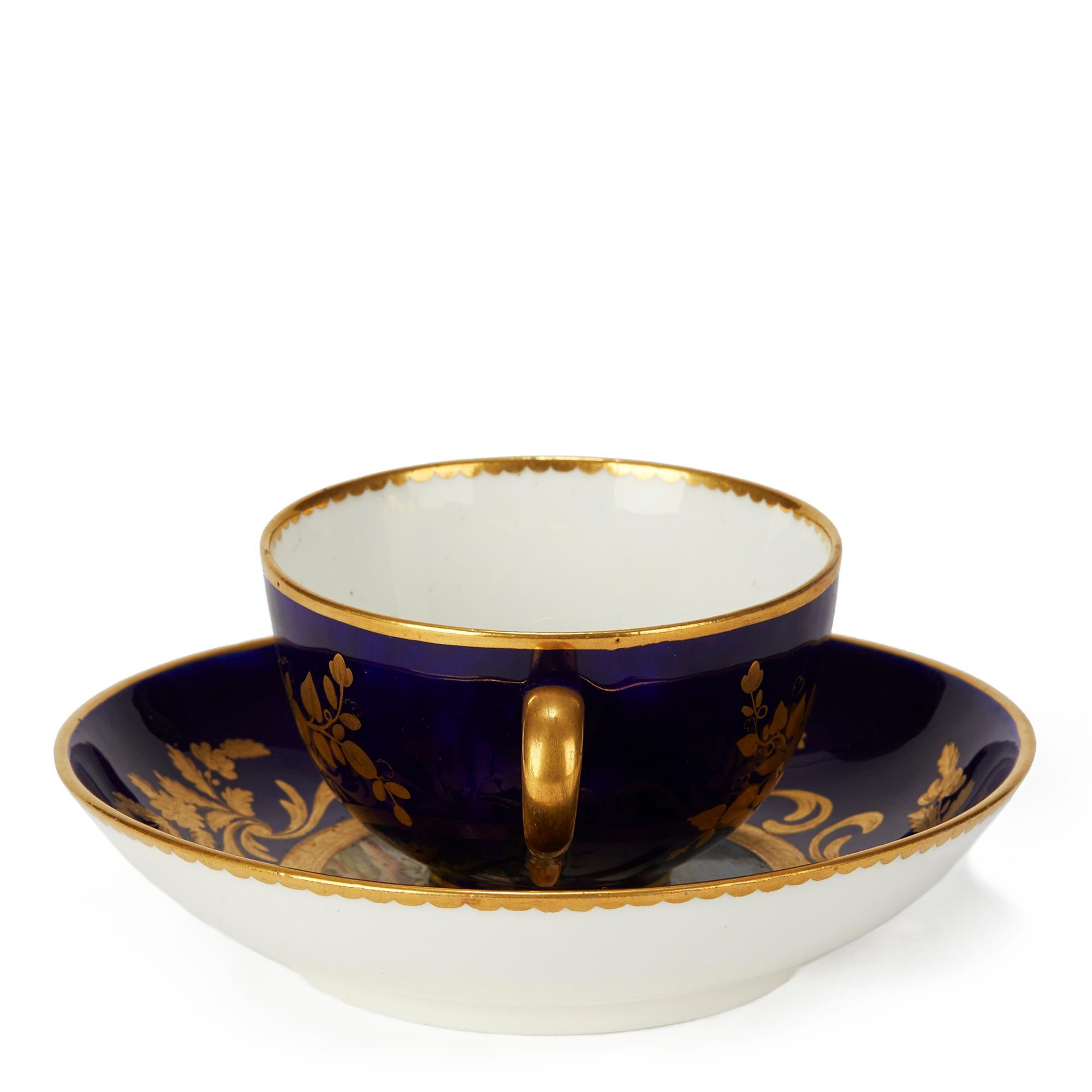 Sèvres French Porcelain Hand Painted Teacup and Saucer with Bird Scenes, 1791 For Sale 4