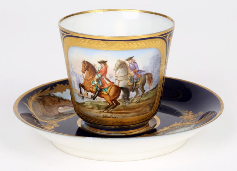 Sevres Hand Painted Matched Porcelain Cabinet Cup and Saucer For Sale 13