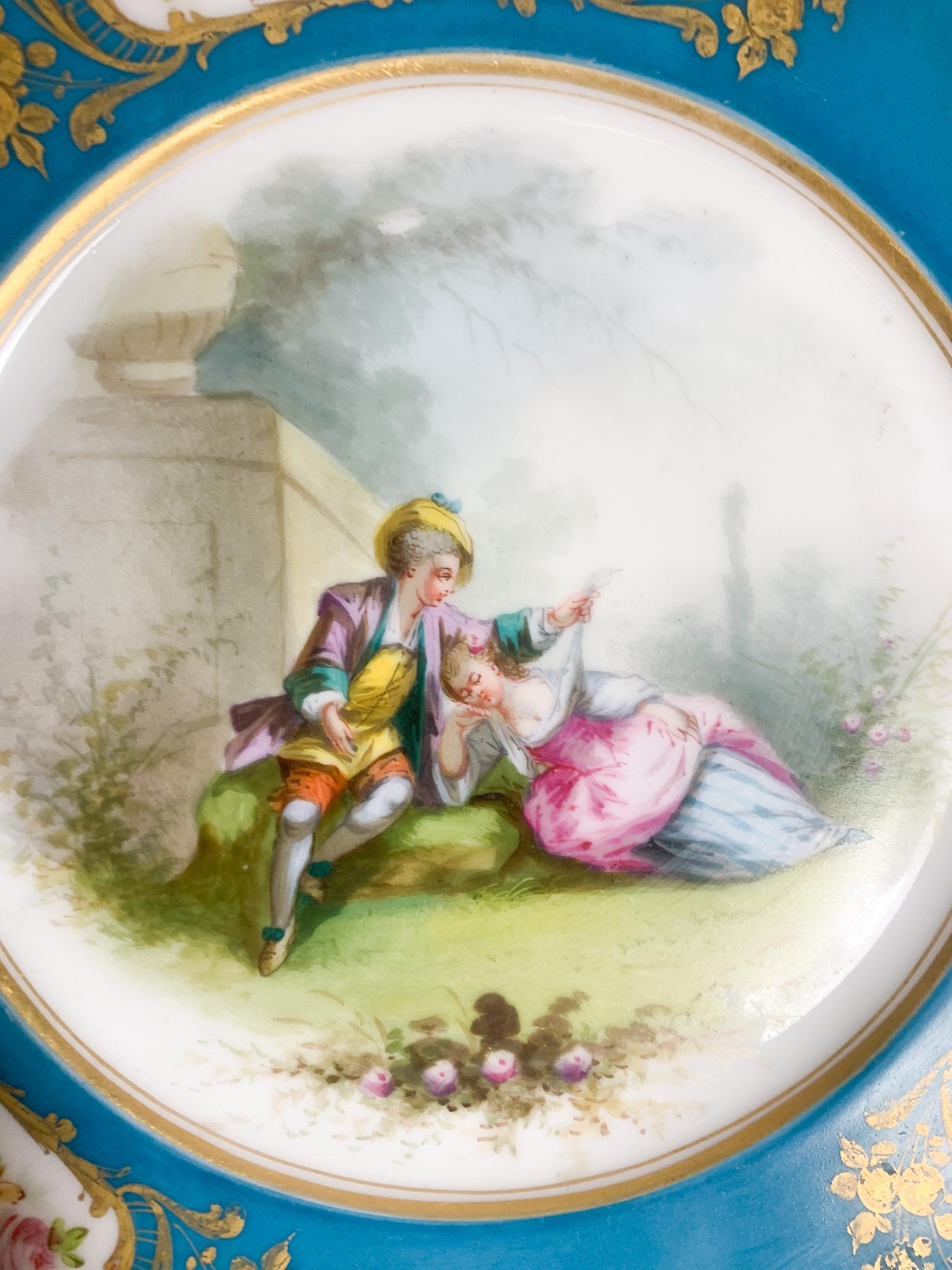 Neoclassical Sevres Hand Painted Porcelain Plate from the 1800s