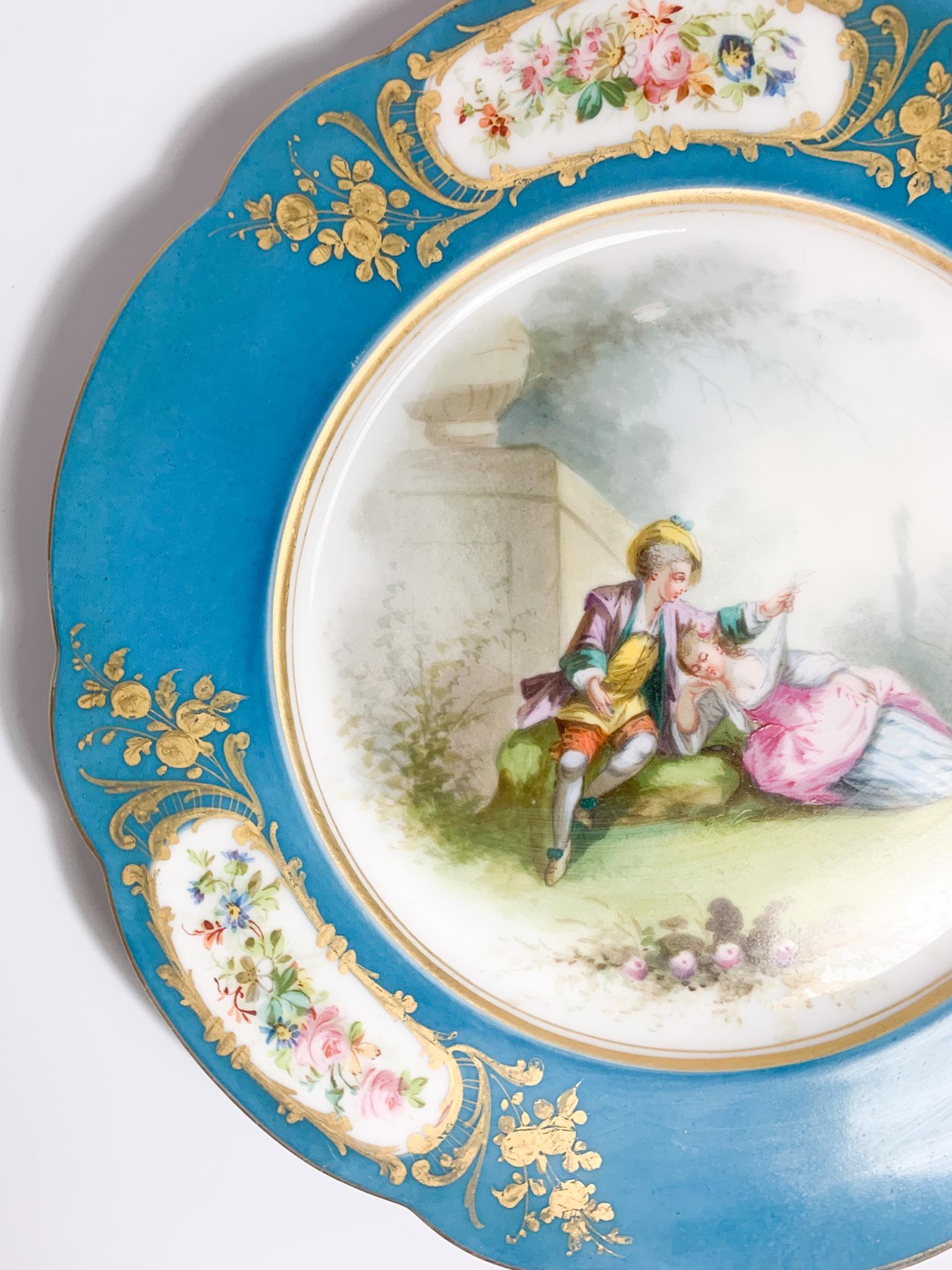Sevres Hand Painted Porcelain Plate from the 1800s In Good Condition In Milano, MI