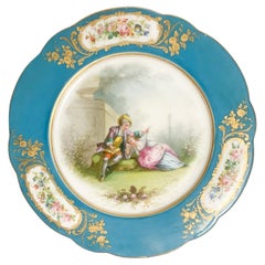 Assiette en porcelaine de Sèvres peinte à la main dans les années 1800