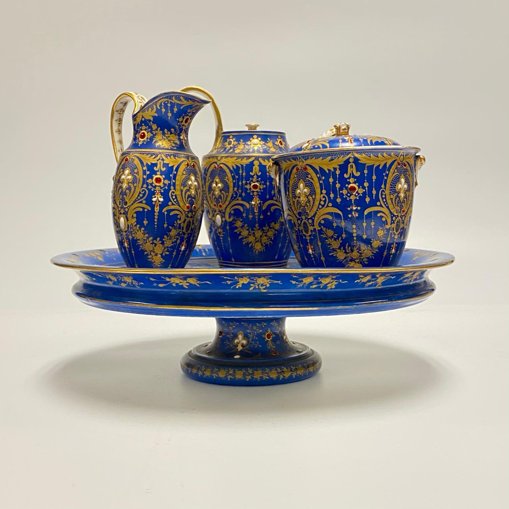 French Sevres jeweled Porcelain Tea Service