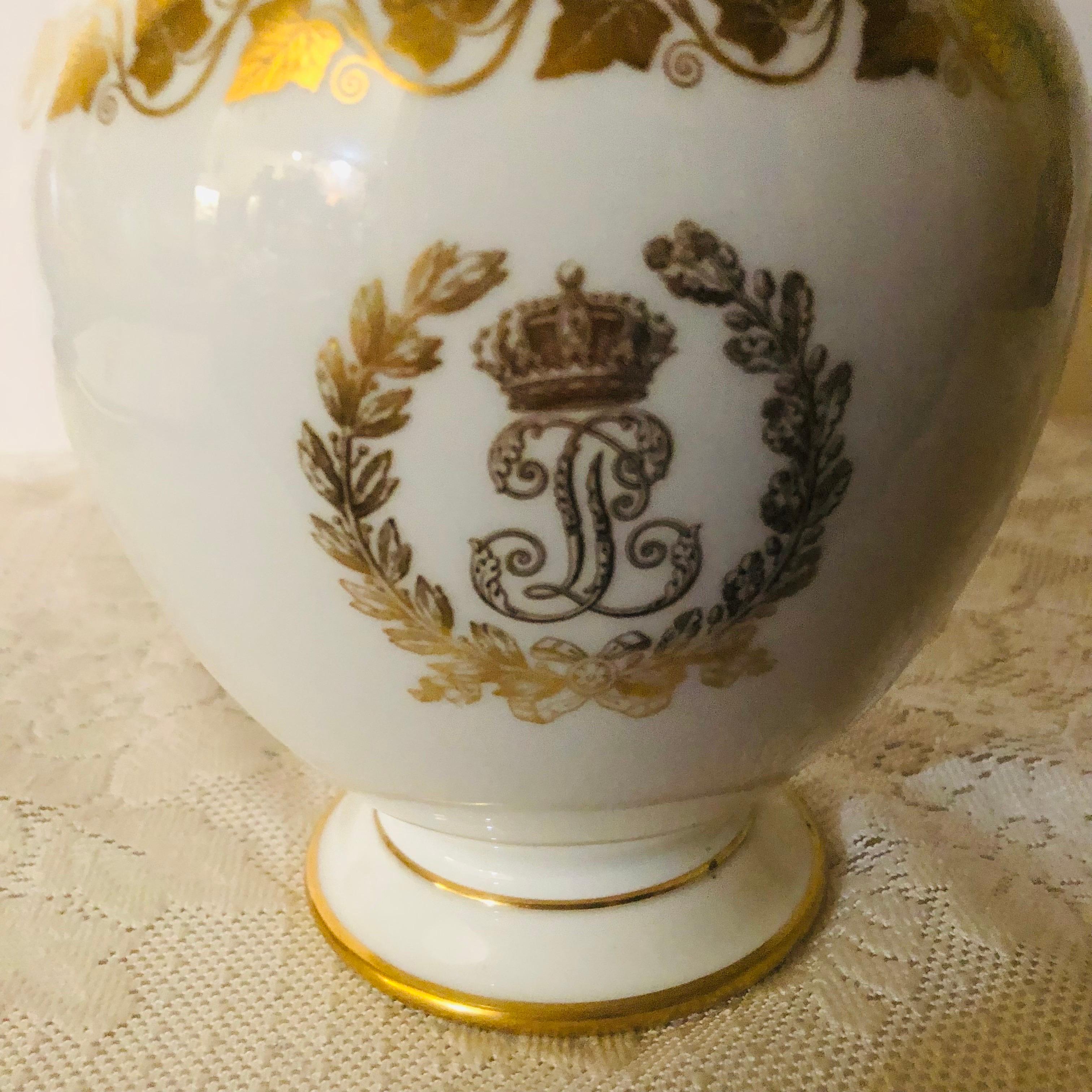 Sevres King Louis Phillippe Pitcher with Cover with gold Monogram LP From 1840s For Sale 2