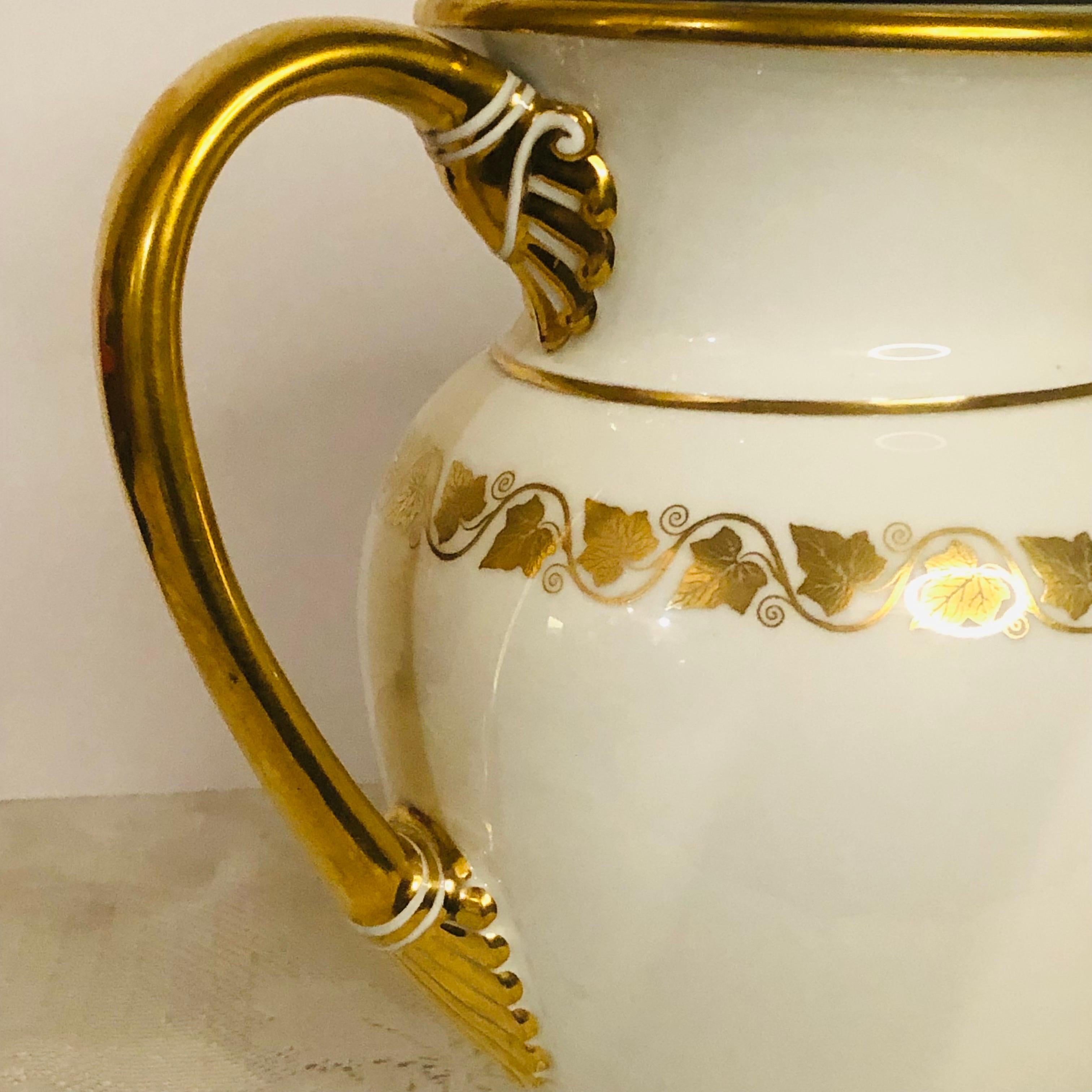 Porcelain Sevres King Louis Phillippe Pitcher with Cover with gold Monogram LP From 1840s For Sale
