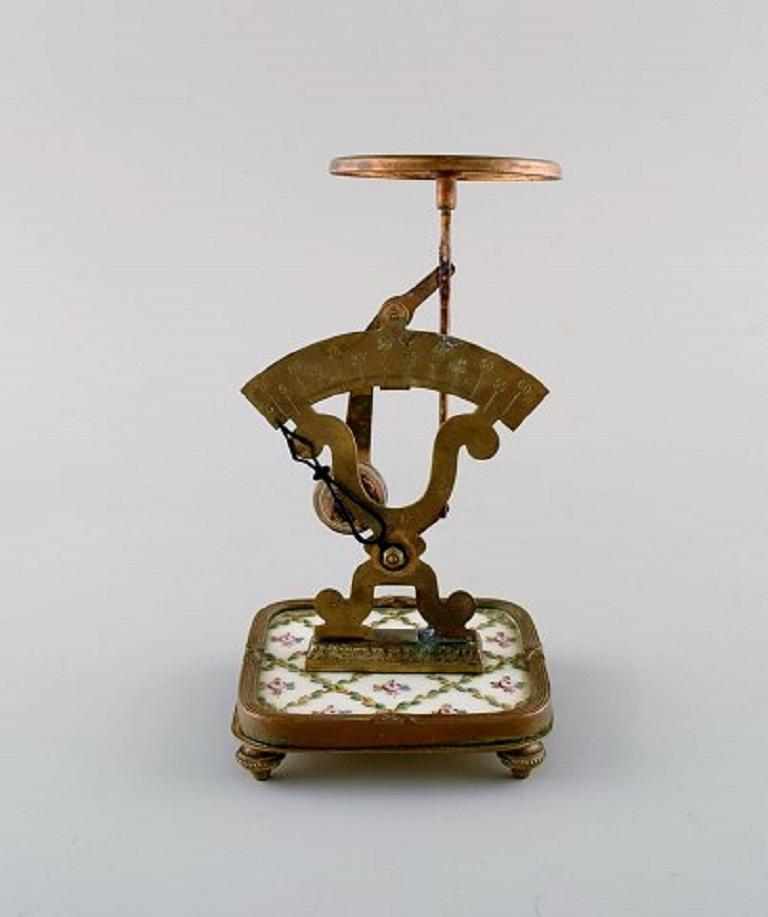 Sevres / Limoges Style, Desk Garniture in Hand Painted Porcelain and Brass 3