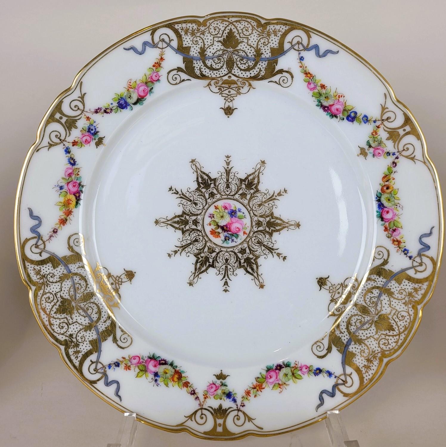 Napoleon III Sèvres, Macé, 12 Porcelain Plates, 19th Century For Sale