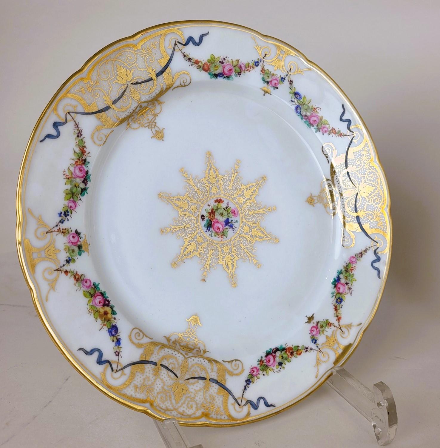 French Sèvres, Macé, 12 Porcelain Plates, 19th Century