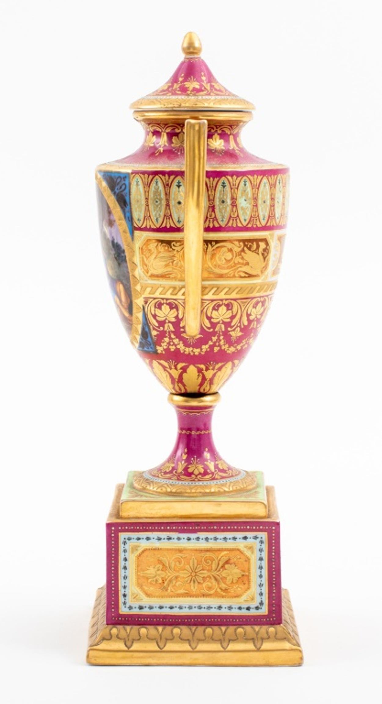 Mid-Century Modern Sevres Manner Fine Porcelain Urn Vase For Sale