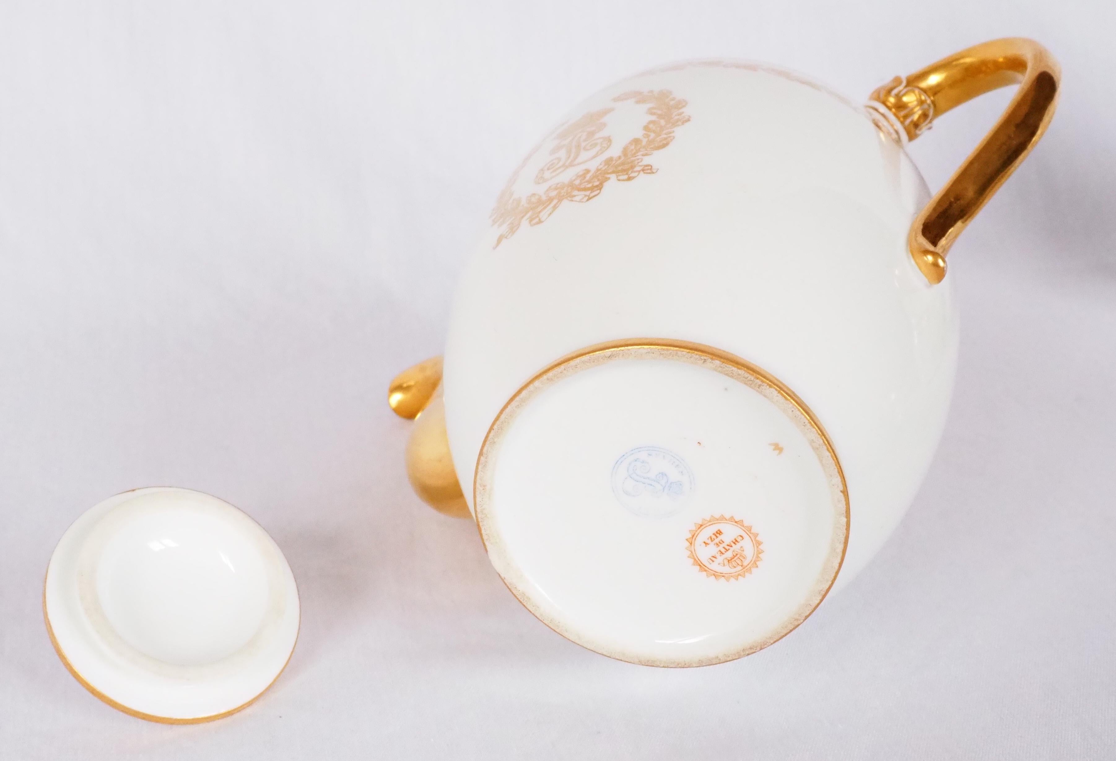 Sevres Manufacture Porcelain Coffee Pot, Royal Coffee Set from Chateau De Bizy 5