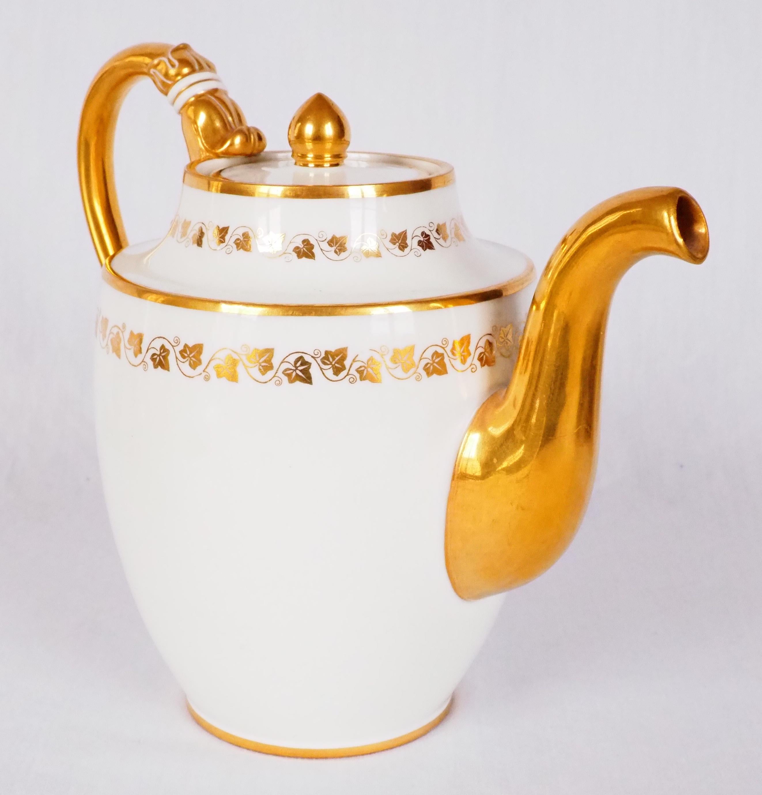 Gilt Sevres Manufacture Porcelain Coffee Pot, Royal Coffee Set from Chateau De Bizy